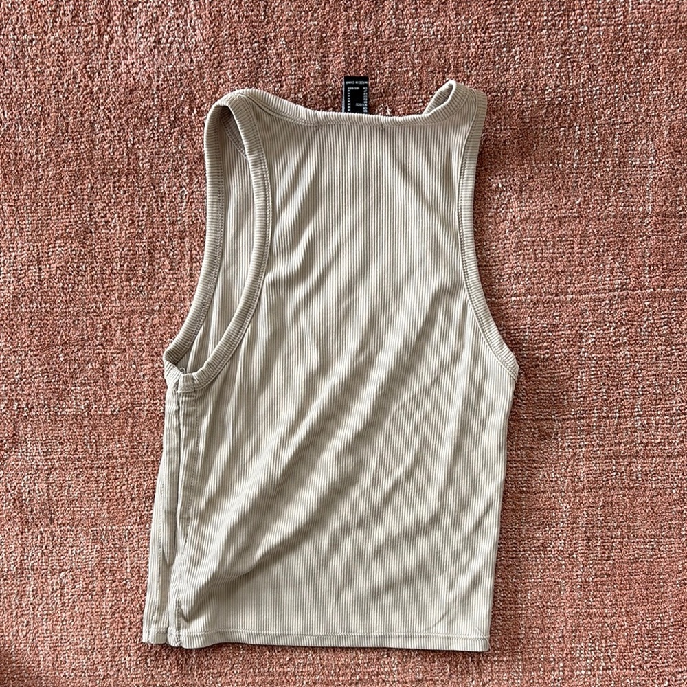 Beige Ribbed Tank Top - Picture 3 of 3
